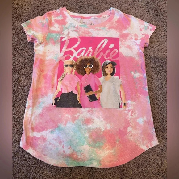 Barbie Girls Tie-Dye Graphic T-Shirt Pink Multicolor Size Large - Picture 2 of 6